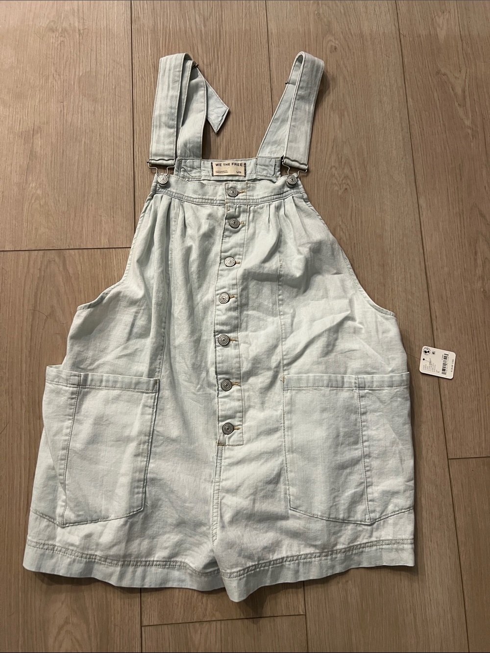 We The Free Light Wash Denim Overall Romper